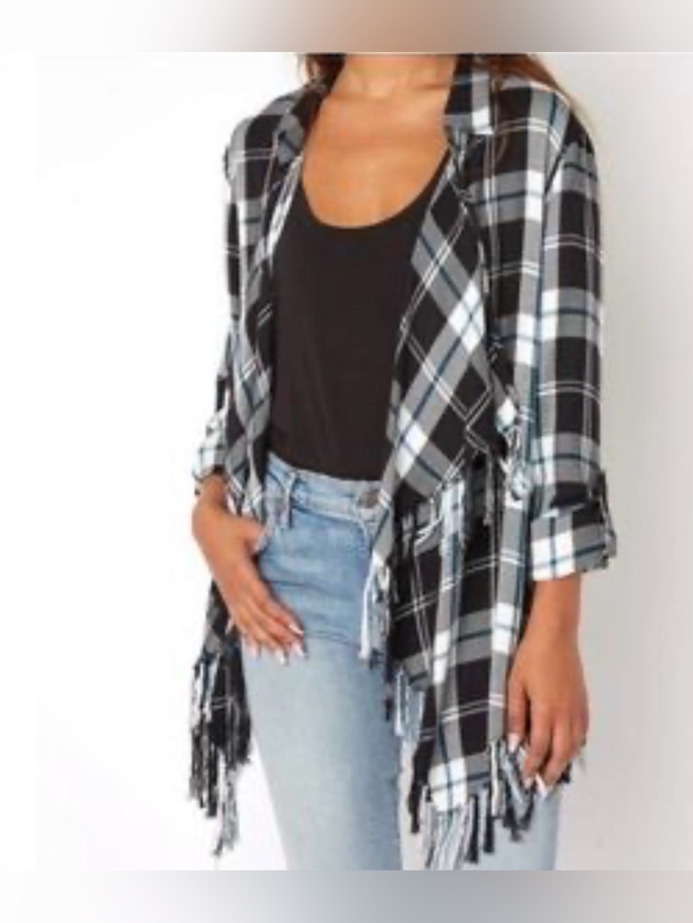 Willow & Clay Black and White Plaid Jacket